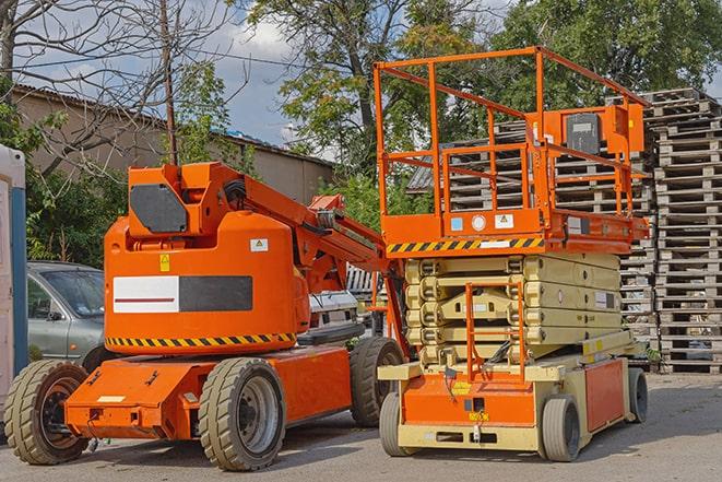 forklift lifting materials in a shipping warehouse in Anderson Island